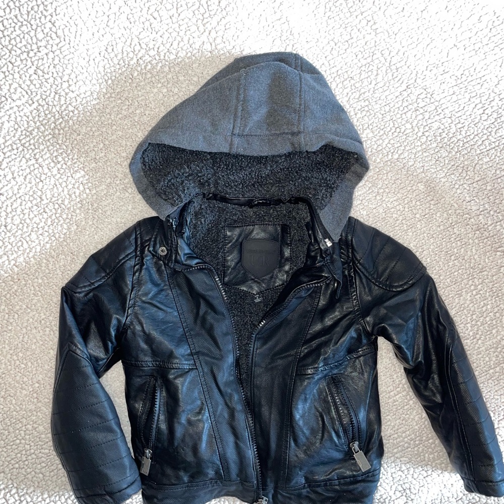 Urban Republic Kids Black Jacket with Gray Hood - Size 4